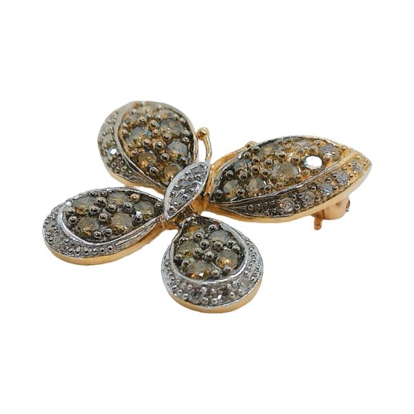 10K Two-Tone Gold Chocolate Diamond Butterfly Pendant Brooch Image 2 Joint Venture Jewelry Cary, NC
