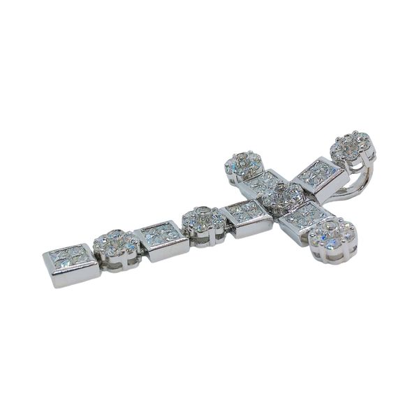 Estate 18K White Gold Articulated Diamond Cross Pendant Image 3 Joint Venture Jewelry Cary, NC