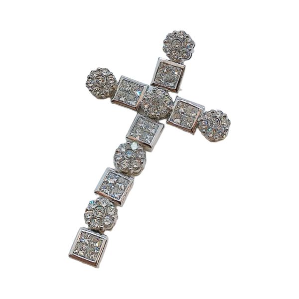 Estate 18K White Gold Articulated Diamond Cross Pendant Joint Venture Jewelry Cary, NC