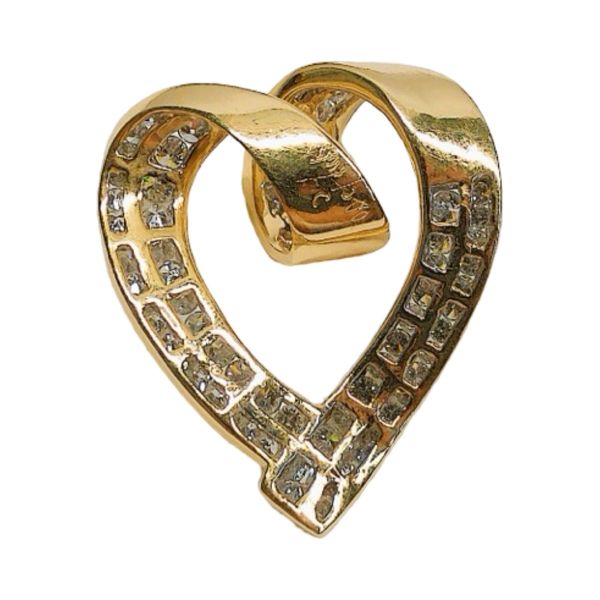 14K Yellow Gold 2.65ctw Diamond Heart Slide Pendant Image 3 Joint Venture Jewelry Cary, NC
