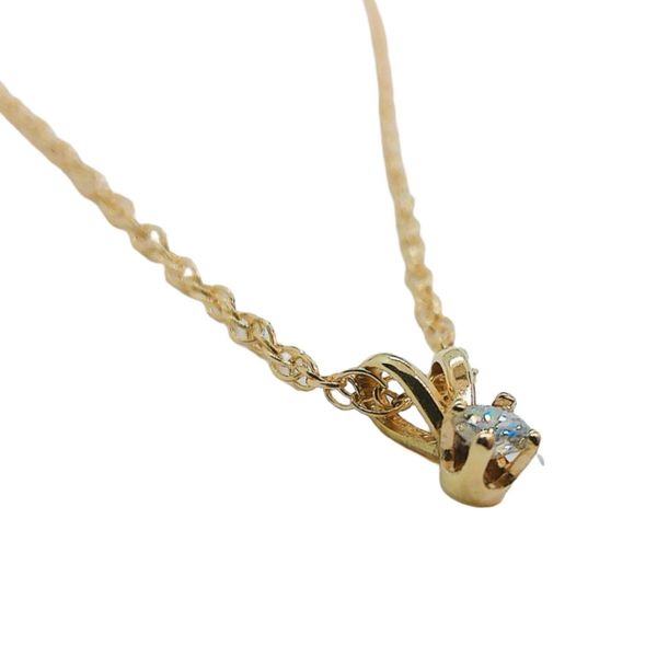 14K Yellow Gold 0.06ct Round Diamond Solitaire Pendant with Chain Image 2 Joint Venture Jewelry Cary, NC
