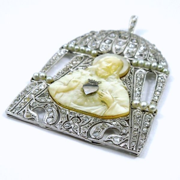 Vintage Mother of Pearl Religious Pendant Image 2 Joint Venture Jewelry Cary, NC