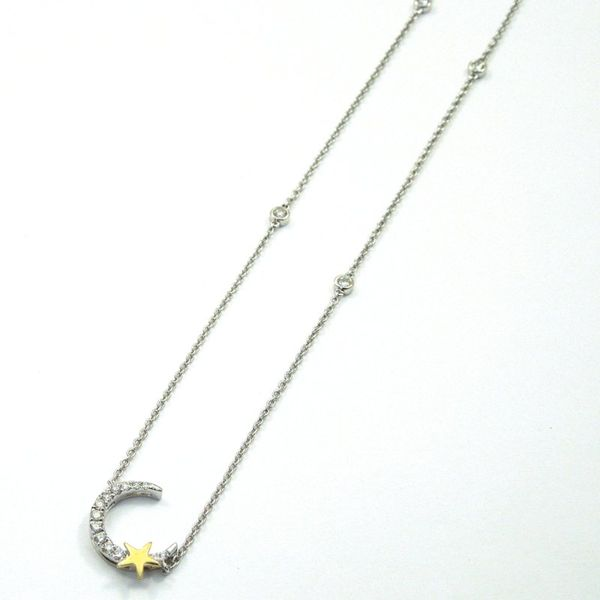 Moon and Star Diamond Necklace Image 2 Joint Venture Jewelry Cary, NC