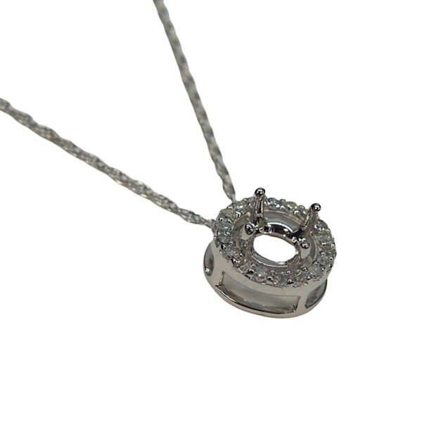 Diamond Halo Semi-Mount Necklace Image 2 Joint Venture Jewelry Cary, NC