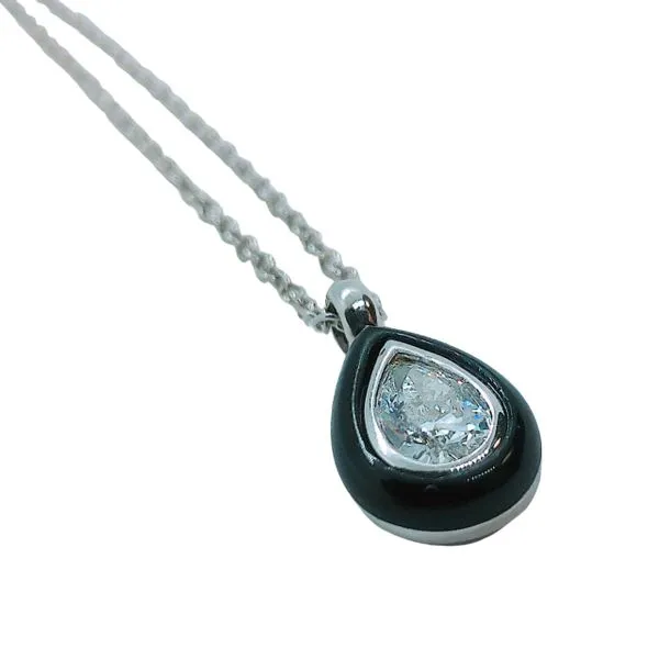 Pear Cut Diamond  & Black Agate Necklace Image 2 Joint Venture Jewelry Cary, NC