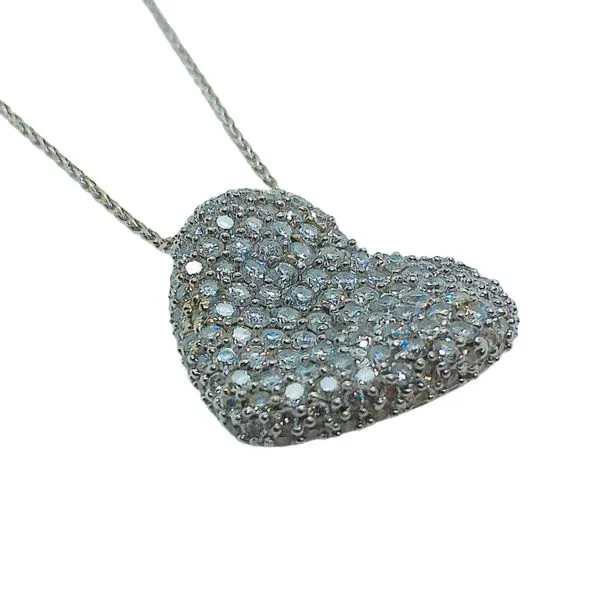 14K White Gold 1.00 CTW Pavé Diamond Heart Pendant with Chain Image 2 Joint Venture Jewelry Cary, NC