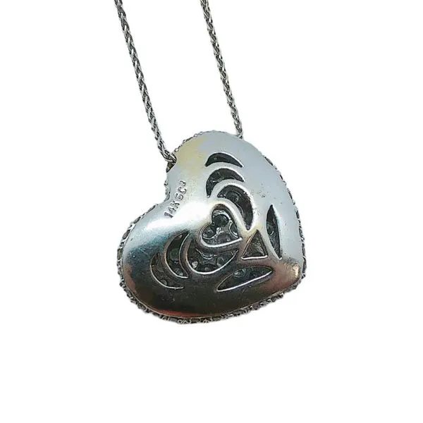 14K White Gold 1.00 CTW Pavé Diamond Heart Pendant with Chain Image 3 Joint Venture Jewelry Cary, NC