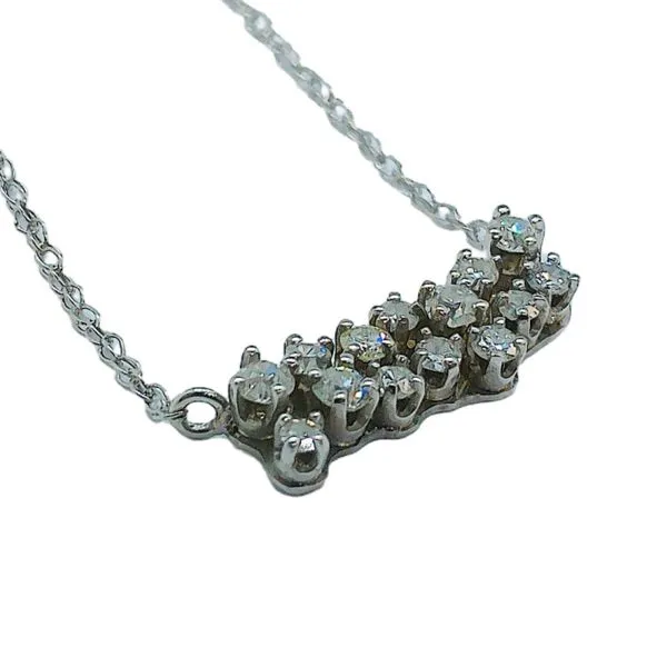 14K White Gold 0.50 CTW Diamond Cluster Bar Necklace Image 2 Joint Venture Jewelry Cary, NC