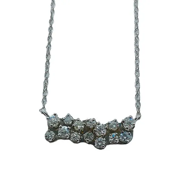 14K White Gold 0.50 CTW Diamond Cluster Bar Necklace Joint Venture Jewelry Cary, NC