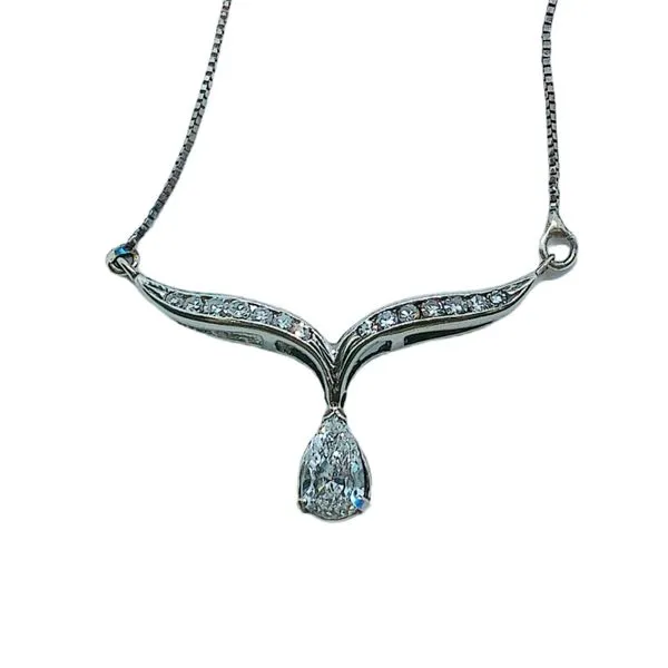 10K & 14K WG .40ct Pear Diamond & .14ctw Diamond Estate Necklace Joint Venture Jewelry Cary, NC