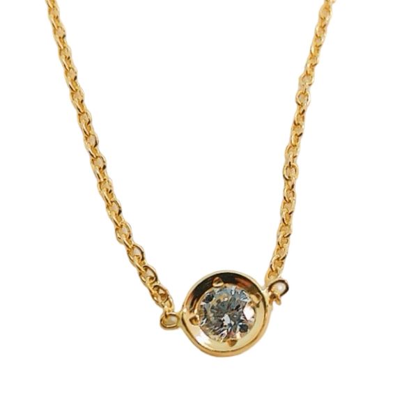 Roberto Coin 18k Yellow Gold 0.10 Carat Diamond Bezel Necklace Joint Venture Jewelry Cary, NC