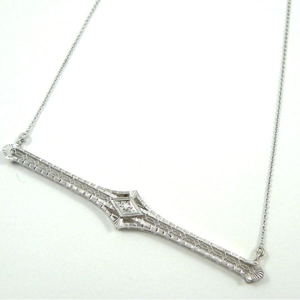 Antique Design Diamond Bar Pin Necklace Joint Venture Jewelry Cary, NC
