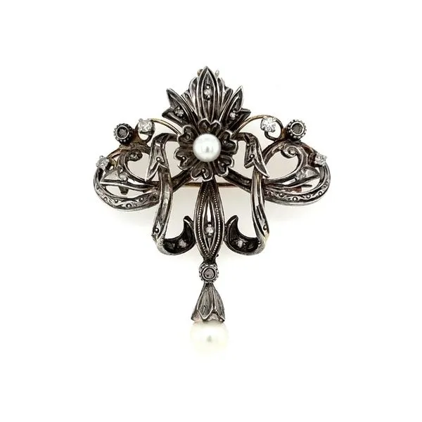 Victorian Diamond and Pearl Pendant/Brooch Joint Venture Jewelry Cary, NC