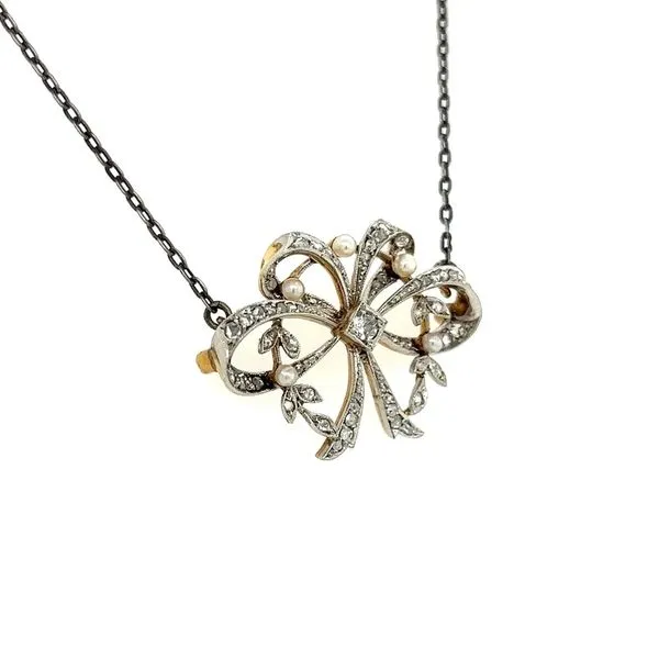 Edwardian Pearl and Diamond Necklace Image 2 Joint Venture Jewelry Cary, NC