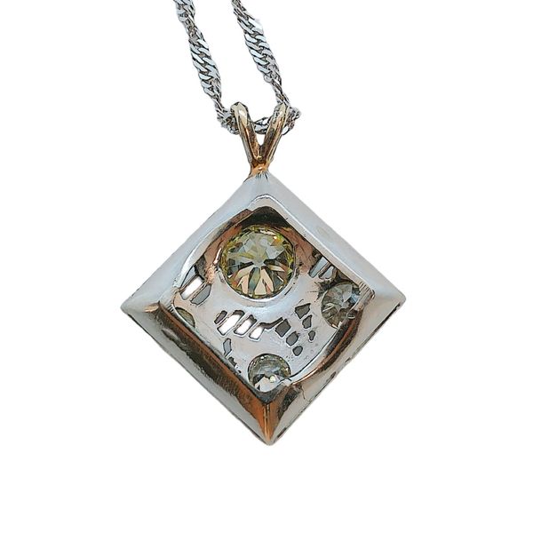 Vintage Platinum Old Mine Cut Diamond Filigree Floral Pendant Necklace | 1.83 CTW Image 3 Joint Venture Jewelry Cary, NC