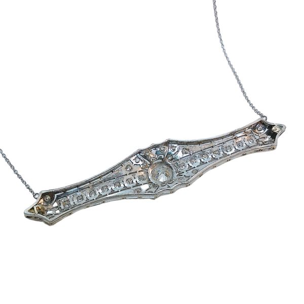 Vintage Platinum 1.45+ CTW Old Mine Cut Diamond Art Deco Bar Necklace Image 3 Joint Venture Jewelry Cary, NC