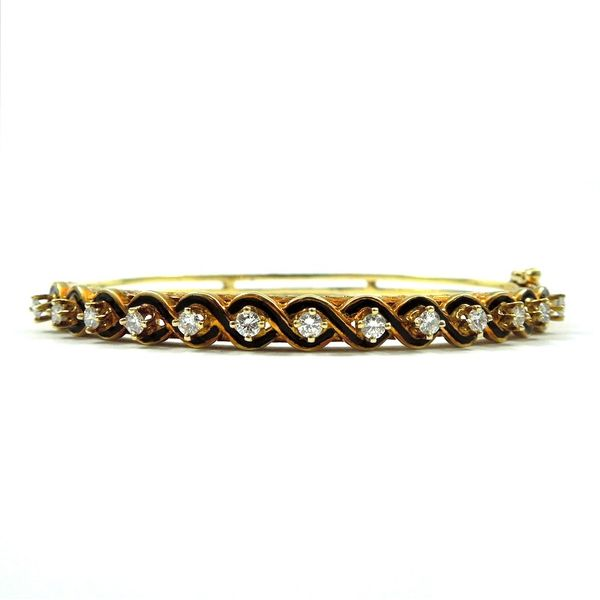 Diamond and Enamel Bangle Bracelet Image 2 Joint Venture Jewelry Cary, NC