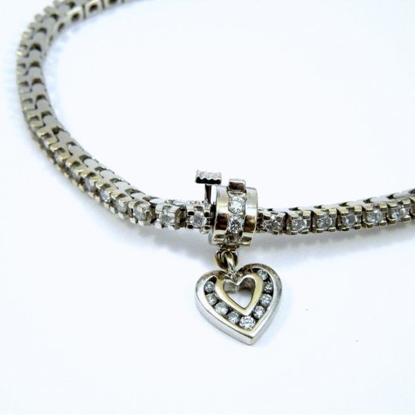 Diamond Bracelet with Heart Charm Image 2 Joint Venture Jewelry Cary, NC