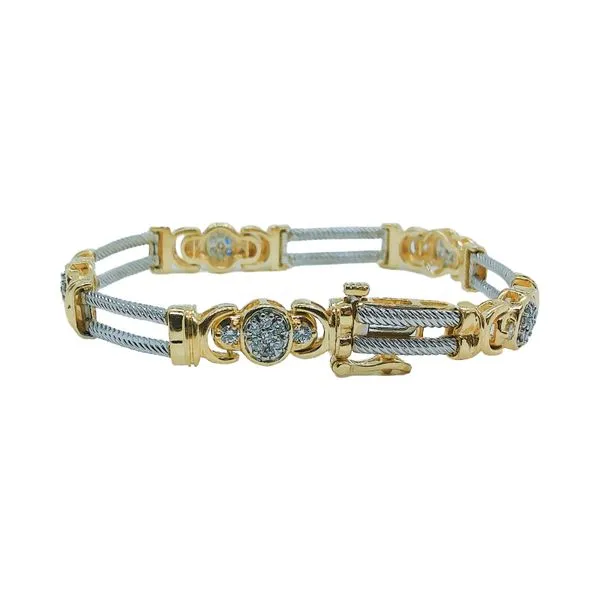 14K Two-Tone Diamond Cluster Station Bracelet Image 2 Joint Venture Jewelry Cary, NC
