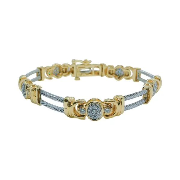 14K Two-Tone Diamond Cluster Station Bracelet Joint Venture Jewelry Cary, NC