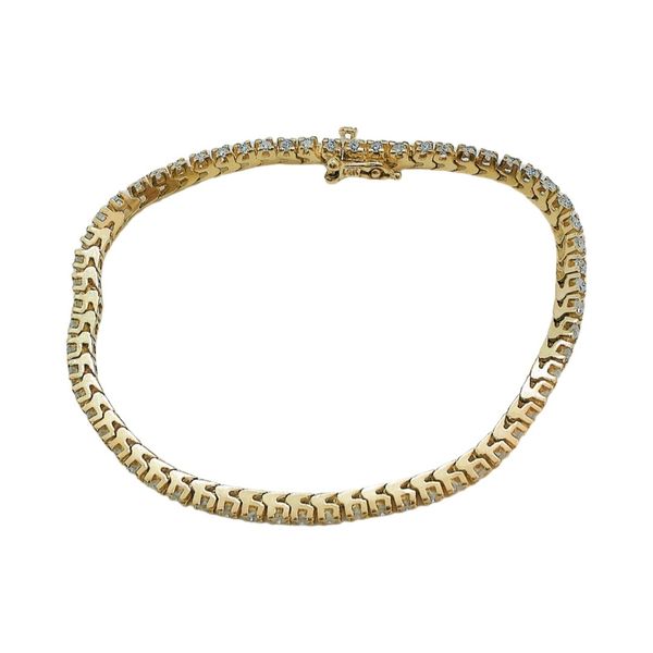 14K Yellow Gold 1.25 CTW Diamond Line Estate Bracelet Image 2 Joint Venture Jewelry Cary, NC