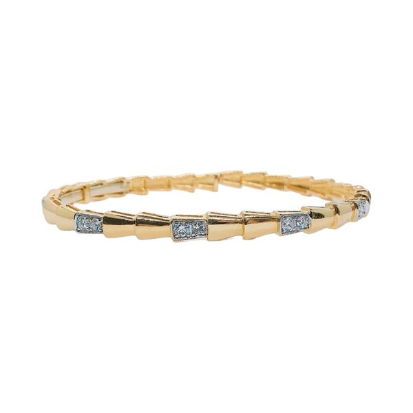 14K Yellow Gold 0.45ctw Diamond Five-Station Flexible Bracelet Joint Venture Jewelry Cary, NC