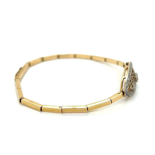 Edwardian Platinum on 18K Gold Euro Cut & Rose Cut Diamond Filigree Bracelet Image 2 Joint Venture Jewelry Cary, NC