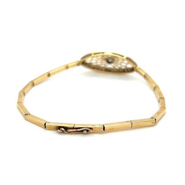 Edwardian Platinum on 18K Gold Euro Cut & Rose Cut Diamond Filigree Bracelet Image 3 Joint Venture Jewelry Cary, NC