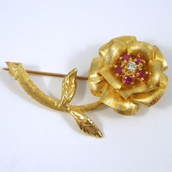 Ruby Flower Pin Joint Venture Jewelry Cary, NC