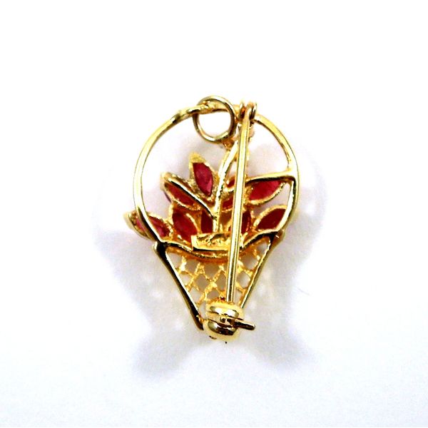 Ruby & Diamond Basket Pin/Pendant Image 2 Joint Venture Jewelry Cary, NC