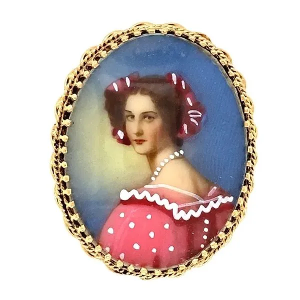 Painted Portrait Brooch Pendant Joint Venture Jewelry Cary, NC