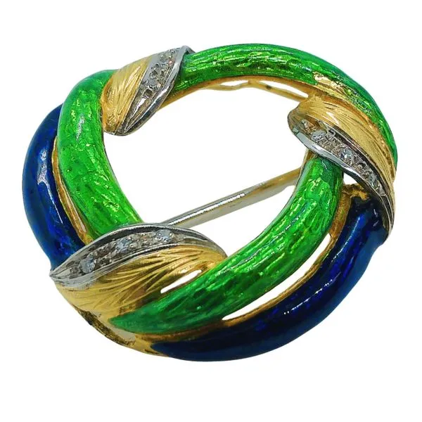 Enamel Circle Pin Image 2 Joint Venture Jewelry Cary, NC