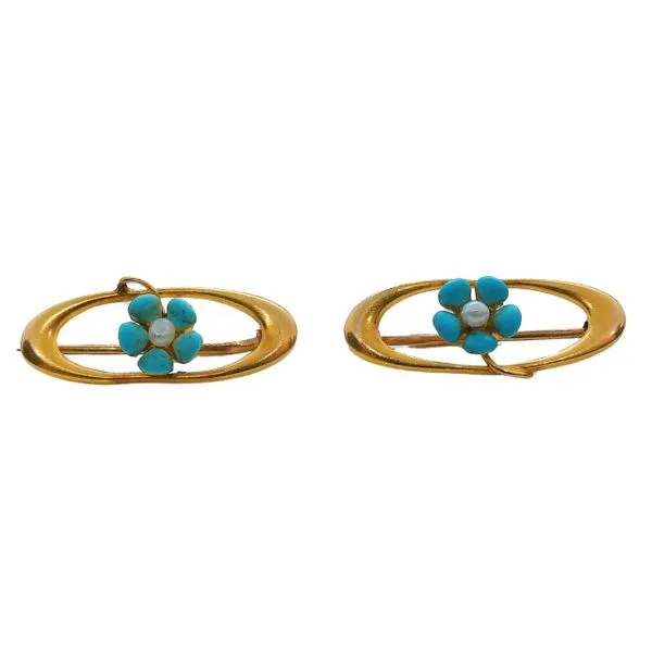Blue Enamel and Pearl Lingerie Clips Image 2 Joint Venture Jewelry Cary, NC