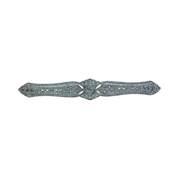 White Gold Vintage Filigree Brooch with Mine Cut Diamonds Joint Venture Jewelry Cary, NC