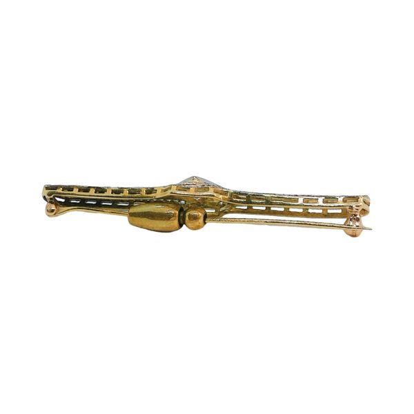 10k Two-Tone Gold 0.70 Carat Old Mine Cut Diamond Antique Filigree Bar Pin Image 3 Joint Venture Jewelry Cary, NC