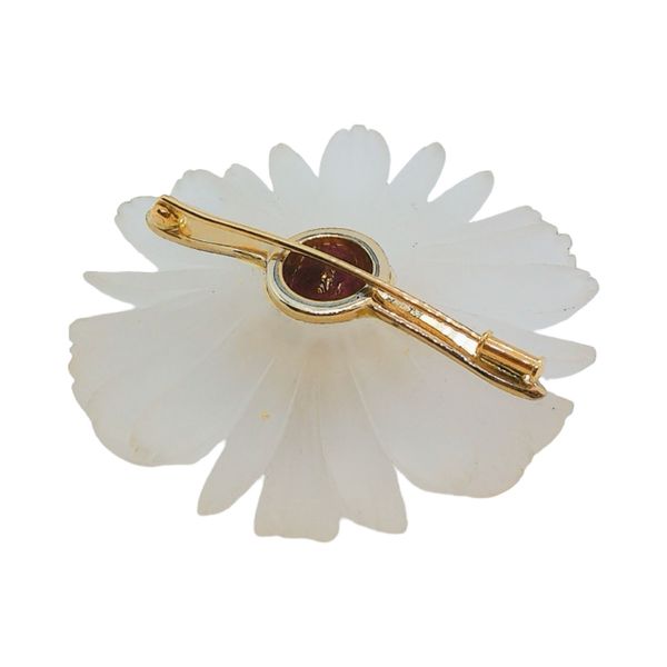 18K Gold 17ct Amethyst Diamond Carved Flower Brooch Image 3 Joint Venture Jewelry Cary, NC