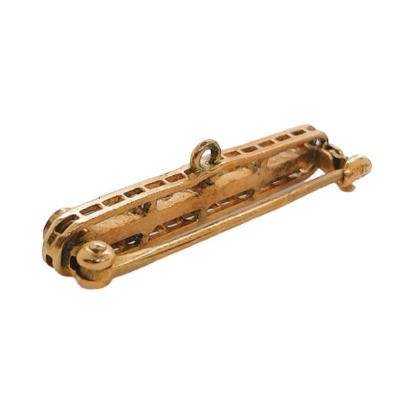 Vintage 14K Yellow Gold Sapphire & Seed Pearl Bar Pin Image 2 Joint Venture Jewelry Cary, NC