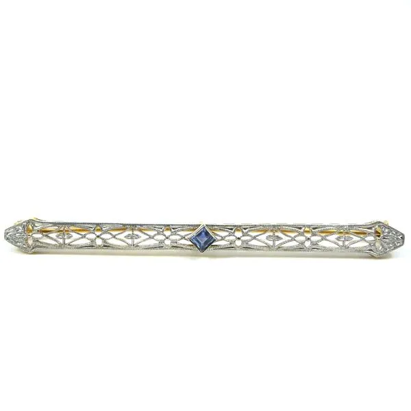 Vintage Sapphire Filigree Bar Pin Joint Venture Jewelry Cary, NC