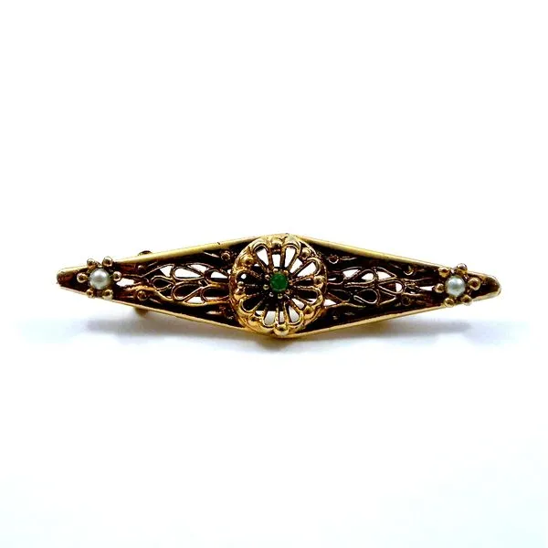 Vintage Emerald and Seed Pearl Pin Joint Venture Jewelry Cary, NC