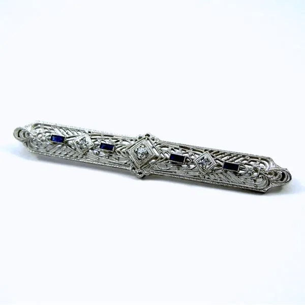 Vintage Bar Pin with Sapphires and Diamonds Joint Venture Jewelry Cary, NC