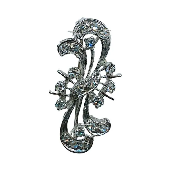 14k White Gold Diamond Vintage Brooch – 0.30 CTW Image 2 Joint Venture Jewelry Cary, NC