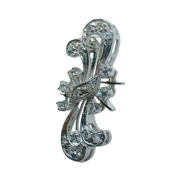 14k White Gold Diamond Vintage Brooch – 0.30 CTW Image 3 Joint Venture Jewelry Cary, NC