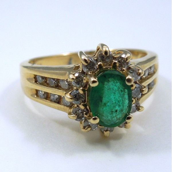 Emerald & Diamond Halo Ring Joint Venture Jewelry Cary, NC