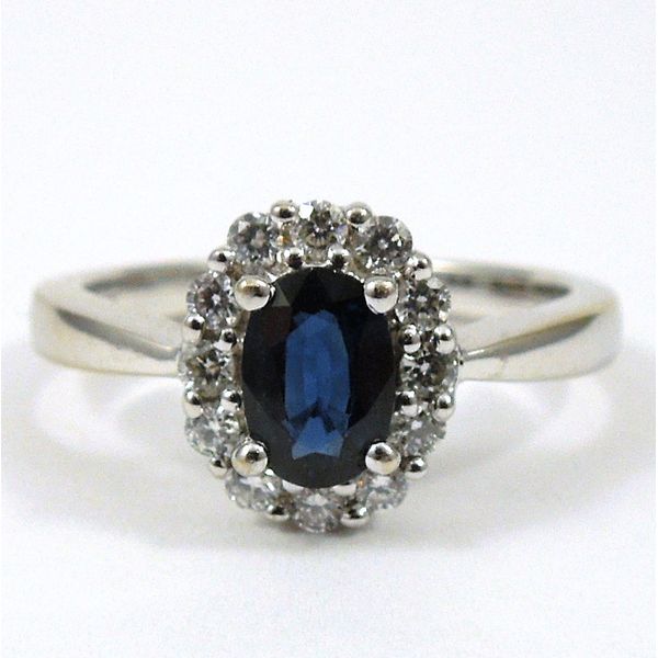 Sapphire & Diamond Halo Ring Joint Venture Jewelry Cary, NC