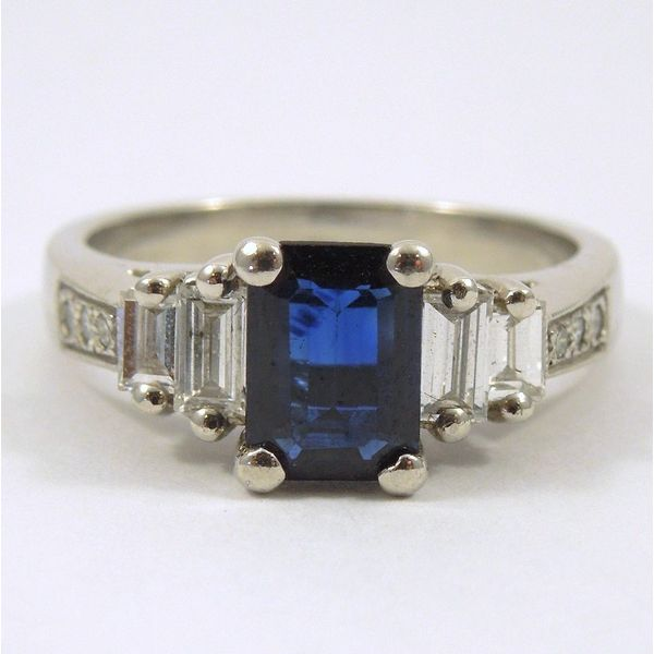 Emerald Cut Sapphire & Diamond Ring Joint Venture Jewelry Cary, NC
