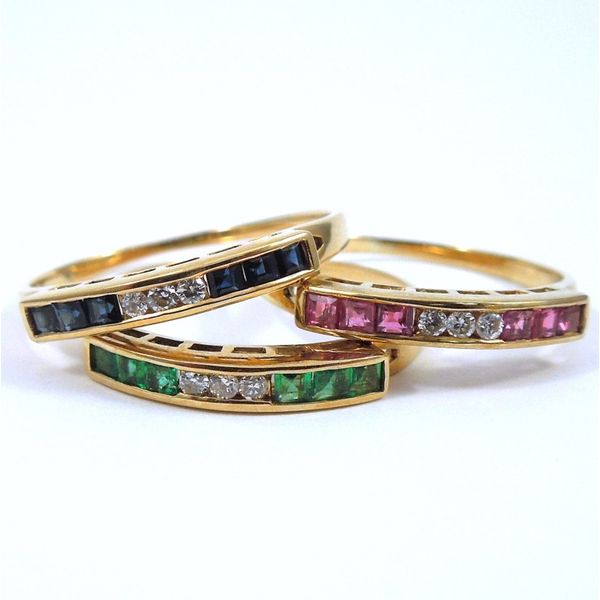 Ruby, Emerald & Sapphire Stackable Bands Image 2 Joint Venture Jewelry Cary, NC
