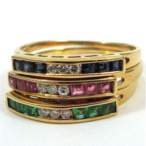 Ruby, Emerald & Sapphire Stackable Bands Joint Venture Jewelry Cary, NC