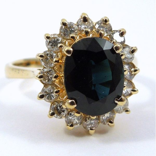 Green Sapphire Halo Style Ring Joint Venture Jewelry Cary, NC