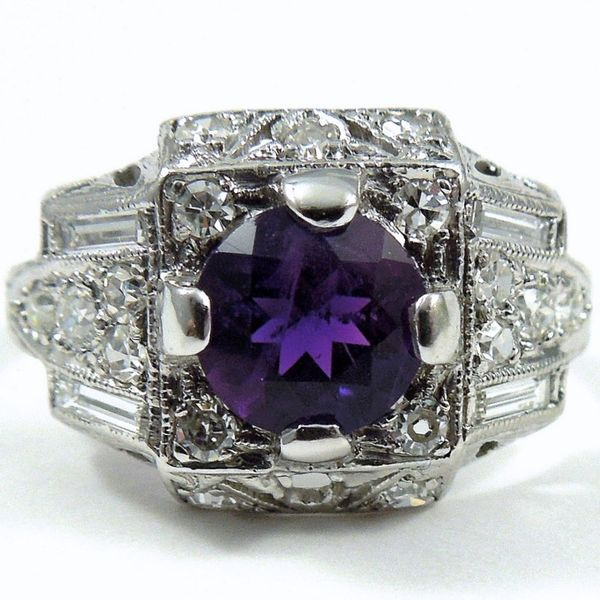 Vintage Amethyst & Diamond Ring Image 2 Joint Venture Jewelry Cary, NC
