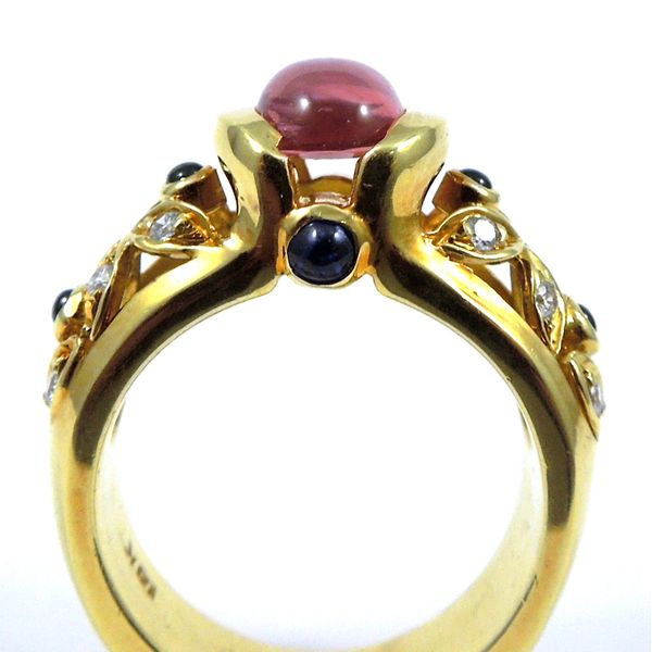 Pink Tourmaline, Diamond & Sapphire Ring Image 3 Joint Venture Jewelry Cary, NC